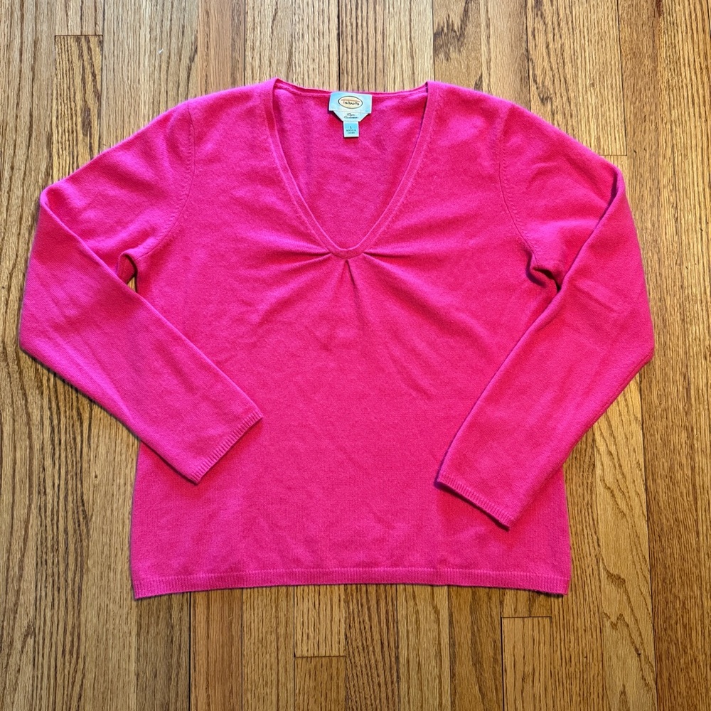 Talbots Pink V-Neck Cashmere Knit Sweater